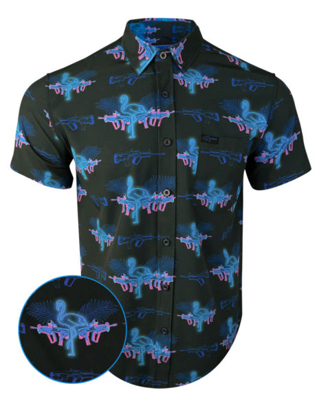 RETRO RIFLE BUTTON DOWN DA FLAMINGO