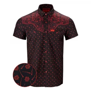 RETRO RIFLE BUTTON DOWN OLD SILENCE RED
