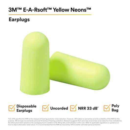 3M™ EARSOFT™ YELLOW NEONS™ EARPLUGS 312-1250 UNCOR - Image 2