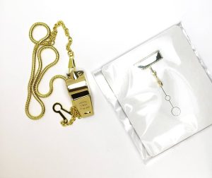 HWC POLICE WHISTLES GOLD CHAIN AND HOOKS KIT GOLD PLATED (12PACK)